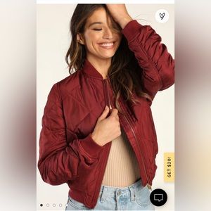 Rust Quilted Bomber Jacket